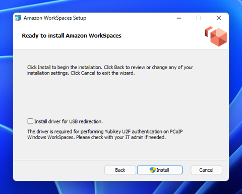 Amazon WorkSpaces のクライアントアプリケーションをインストールする:画像7