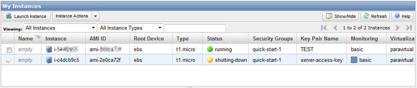 インスタンスを削除する - インスタンスのターミネイト(終了):画像8
