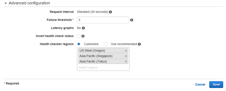 Amazon Route 53 のHealth Check で監視サーバーの地域を限定する:画像5