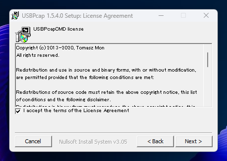 Open Source USB Packet capture for Windows (USBPcap) のインストール:画像7