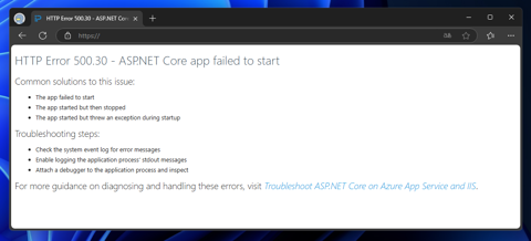 ASP.NET Core アプリケーションを実行すると 