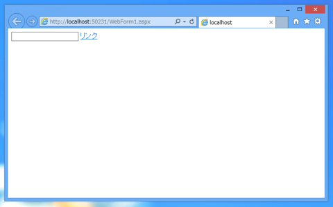 WebFormアプリケーションで新しいウィンドウを開いてページ遷移するコードと実行結果:画像1