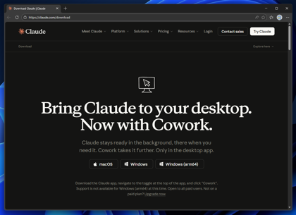 Claude Desktop アプリケーションのインストール:画像1