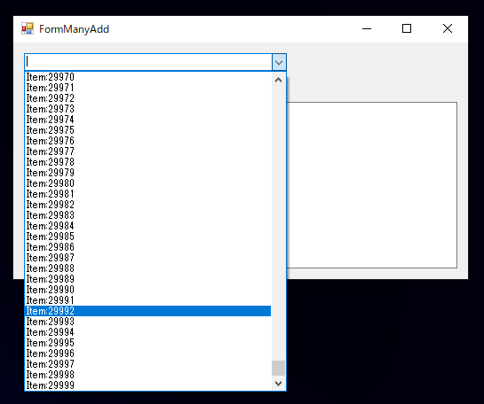 ComboBox のリストに多くの要素を追加すると処理に時間がかかる:画像4
