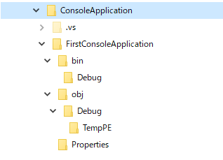 コンソールアプリケーションのプロジェクトで作成されるファイル - はじめてのC#アプリケーション (コンソールアプリ編):画像1