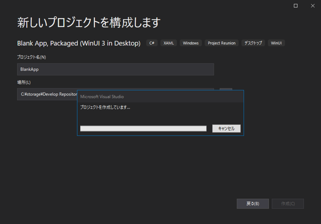 WinUI 3 アプリケーションを作成する (ブランクアプリケーションの作成):画像5