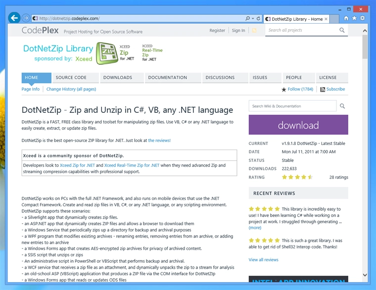 DotNetZip のダウンロード:画像6
