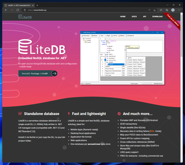 LiteDB のインストール:画像1
