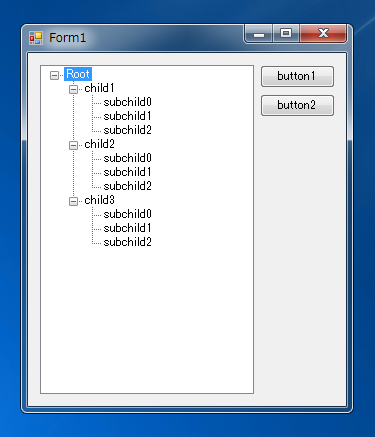 TreeViewからすべてのノードを削除するコードと実行結果:画像3