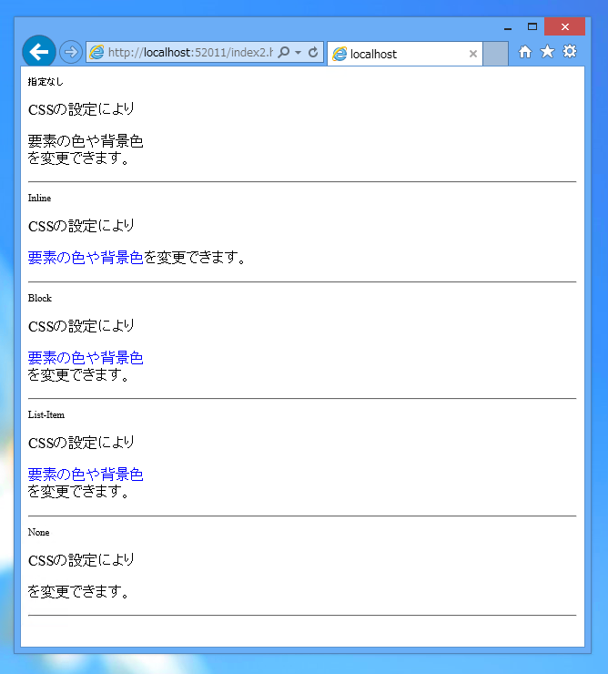 <a> タグを <div> や <p>タグのようにブロックの終了で改行される動作に設定する - 要素のインライン、ブロックの指定:画像2