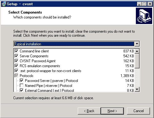 CVSNT サーバーのインストール:画像4