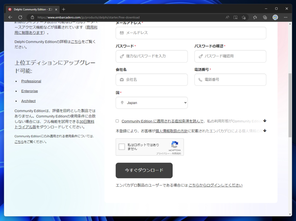 Delphi 11.3 Community Edition のインストール:画像4