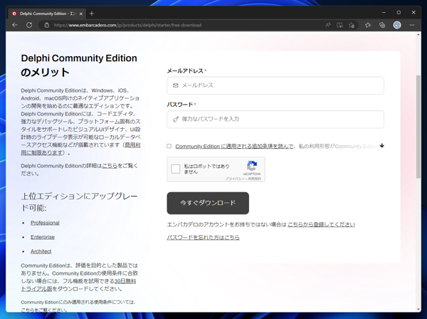 Delphi 11.3 Community Edition のインストール:画像5