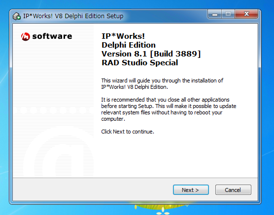 Delphi XE 付属 IP*Works! のインストール:画像2