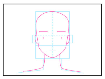 正面を向いた頭部の描き方 - デフォルメされた人物キャラクターの描画:画像5
