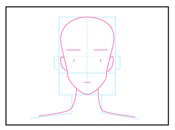 正面を向いた頭部の描き方 - デフォルメされた人物キャラクターの描画:画像9