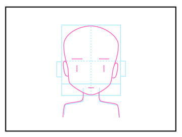 正面を向いた頭部の描き方 - デフォルメされた人物キャラクターの描画:画像17