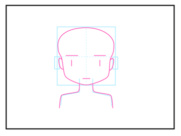 正面を向いた頭部の描き方 - デフォルメされた人物キャラクターの描画:画像24