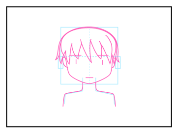 正面を向いた頭部の描き方 - デフォルメされた人物キャラクターの描画:画像25