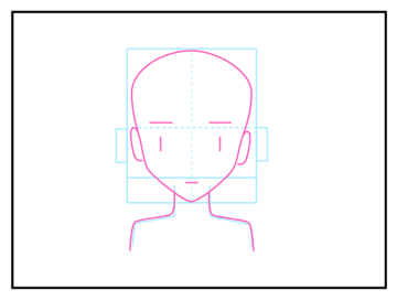 正面を向いた頭部の描き方 - デフォルメされた人物キャラクターの描画:画像33