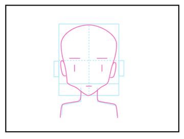 正面を向いた頭部の描き方 - デフォルメされた人物キャラクターの描画:画像34