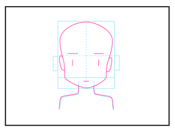 正面を向いた頭部の描き方 - デフォルメされた人物キャラクターの描画:画像35