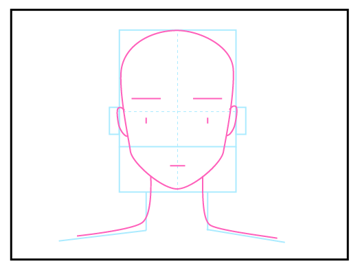 正面を向いた頭部の描き方 - デフォルメされた人物キャラクターの描画:画像37