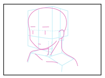 斜め向き顔の描き方 - デフォルメされた人物キャラクターの描画:画像9