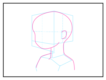 斜め向き顔の描き方 - デフォルメされた人物キャラクターの描画:画像24