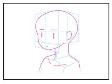 斜め向き顔の描き方 - デフォルメされた人物キャラクターの描画:画像25