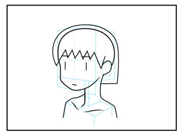 斜め向き顔の描き方 - デフォルメされた人物キャラクターの描画:画像36