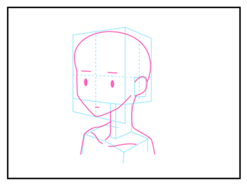 斜め向き顔の描き方 - デフォルメされた人物キャラクターの描画:画像16