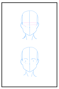 正面を向いた頭部の描き方 - デフォルメされた人物キャラクターの描画:画像41