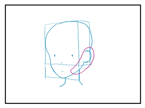 斜めから顔を描いた場合に耳の位置と顎の線が不自然になる - 斜めから顔を書いた場合の顎と耳の処理方法:画像3