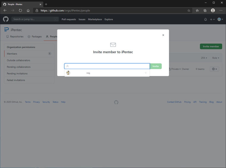 GitHubの組織アカウントにユーザーを追加する:画像6