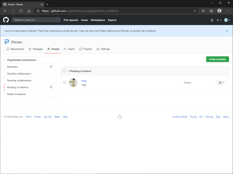 GitHubの組織アカウントにユーザーを追加する:画像10
