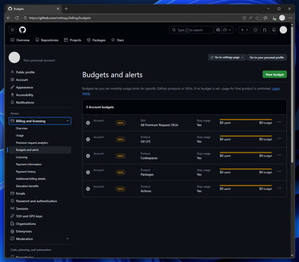 GitHub Copilot の Premium request を設定する:画像5