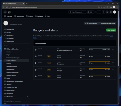 GitHub Copilot の Premium request を設定する:画像11