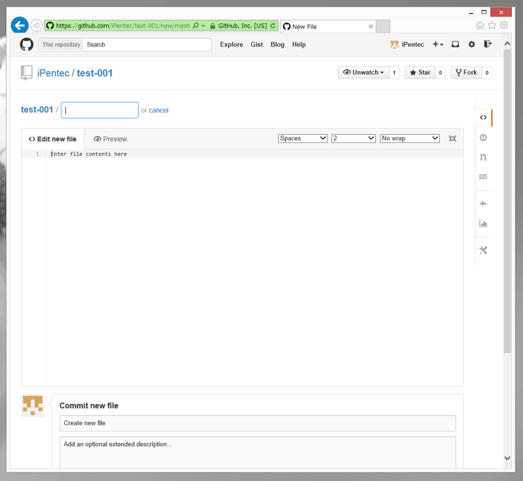 GitHubのWebサイトの管理画面からファイルを作成する:画像3