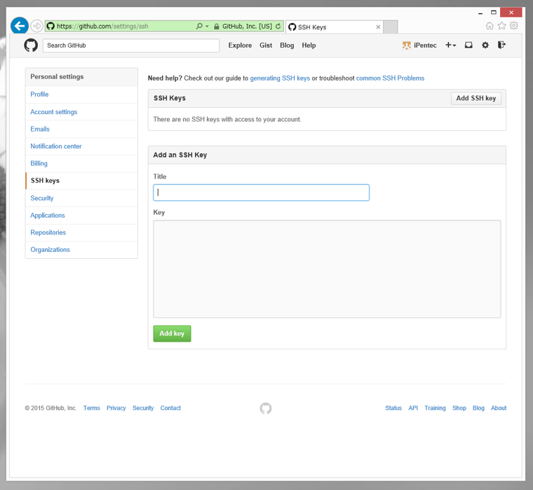 GitHubにSSHの公開鍵を設定する:画像4