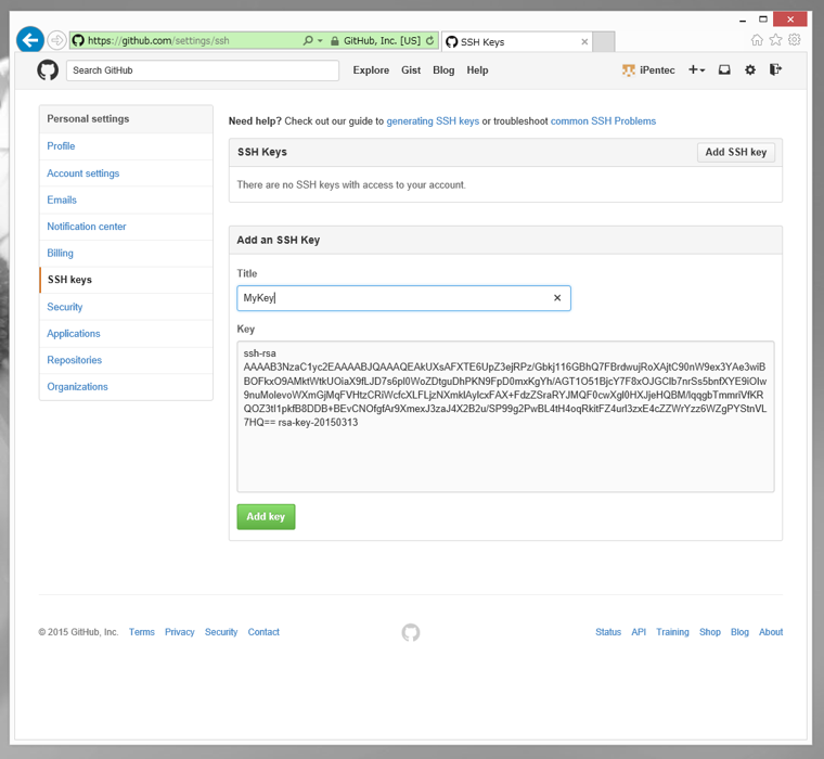 GitHubにSSHの公開鍵を設定する:画像5