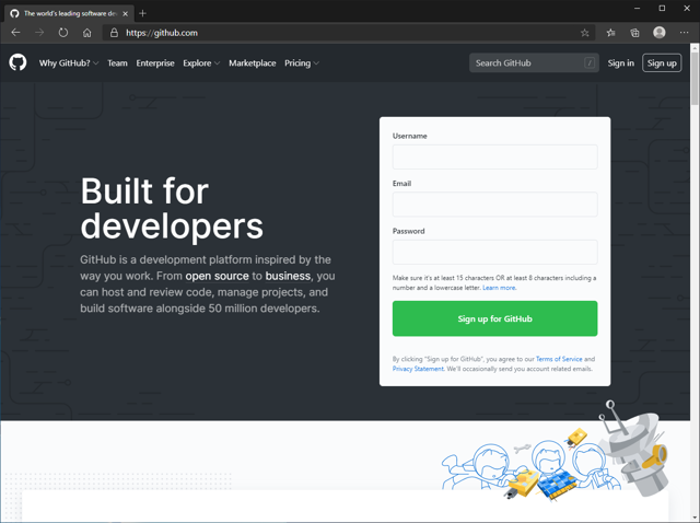 GitHubへのサインアップ - GitHub アカウントの作成:画像1