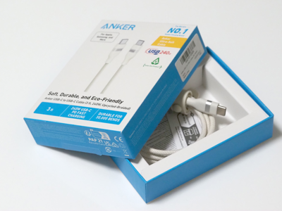Anker USB-C & USB-C ケーブル (高耐久ナイロン) のレビュー:画像2