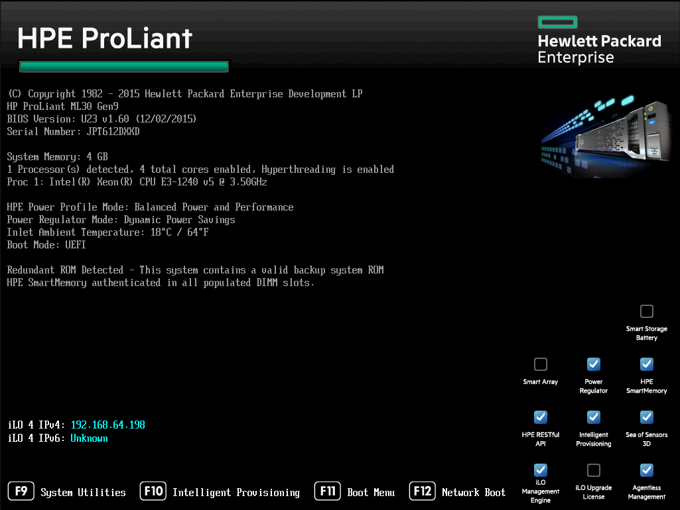HPE ProLiant ML30 Gen9 の System Utilities メニューを日本語表示にする:画像2