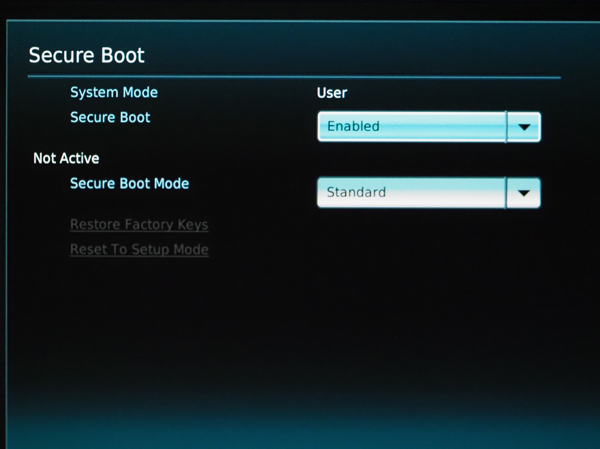 intel NUC 10 シリーズで セキュアブート (Secure Boot) を無効にする:画像3
