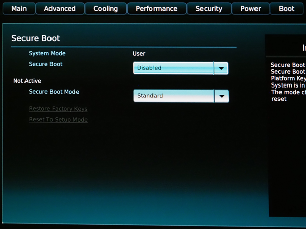 intel NUC 10 シリーズで セキュアブート (Secure Boot) を無効にする:画像5