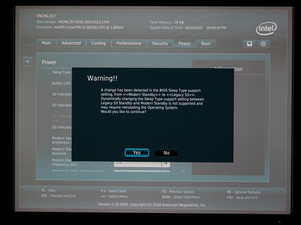 intel NUC 10 シリーズで レガシーブート (Legacy Boot) を有効にする:画像7