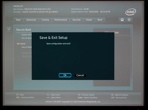 intel NUC 10 シリーズで レガシーブート (Legacy Boot) を有効にする:画像11