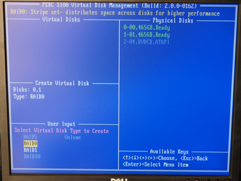 DELL PowerEdge T110 II のRAIDボリューム (バーチャルディスク) を作成する:画像7
