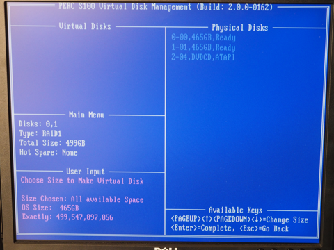 DELL PowerEdge T110 II のRAIDボリューム (バーチャルディスク) を作成する:画像10